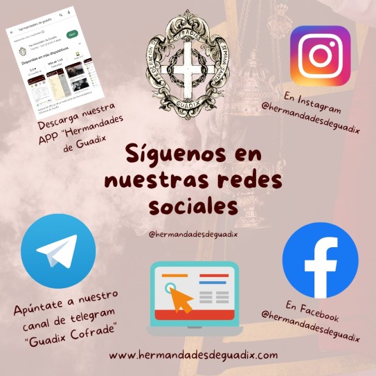 Síguenos en nuestras redes sociales para estar informado/a de todas las novedades de nuestra Semana Santa