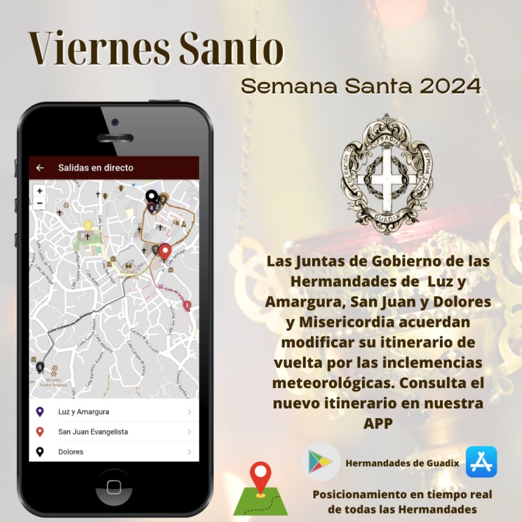 Modificación de itinerario de las Salidas Procesionales del Viernes Santo por inclemencias meteorológicas