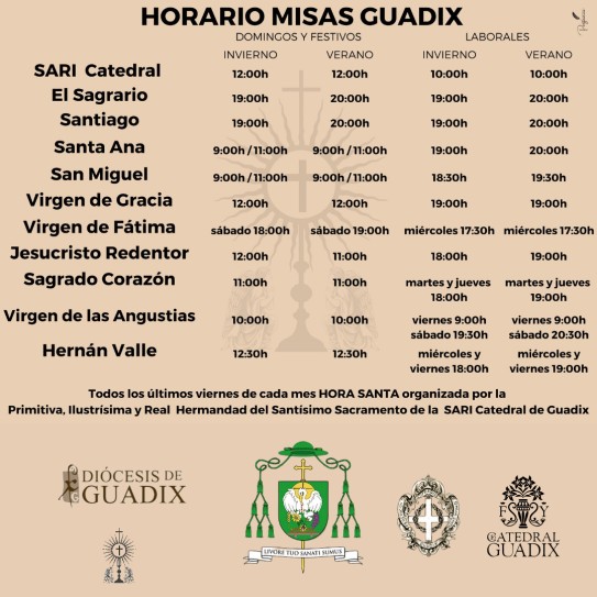 🔴 Horarios de Misa en las Parroquias de Guadix 🔴